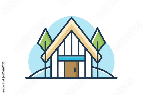 Bamboo snow home triangular roof sustainable housing winter lifestyle