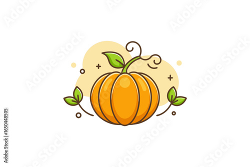 pumpkin with thin vine covered in soft snowy outline
