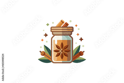 cinnamon and cloves spice jar with winter season touch