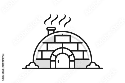 Snow covered insulated igloo with detailed line design