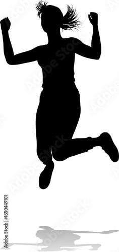 Happy Woman Jumping For Joy...