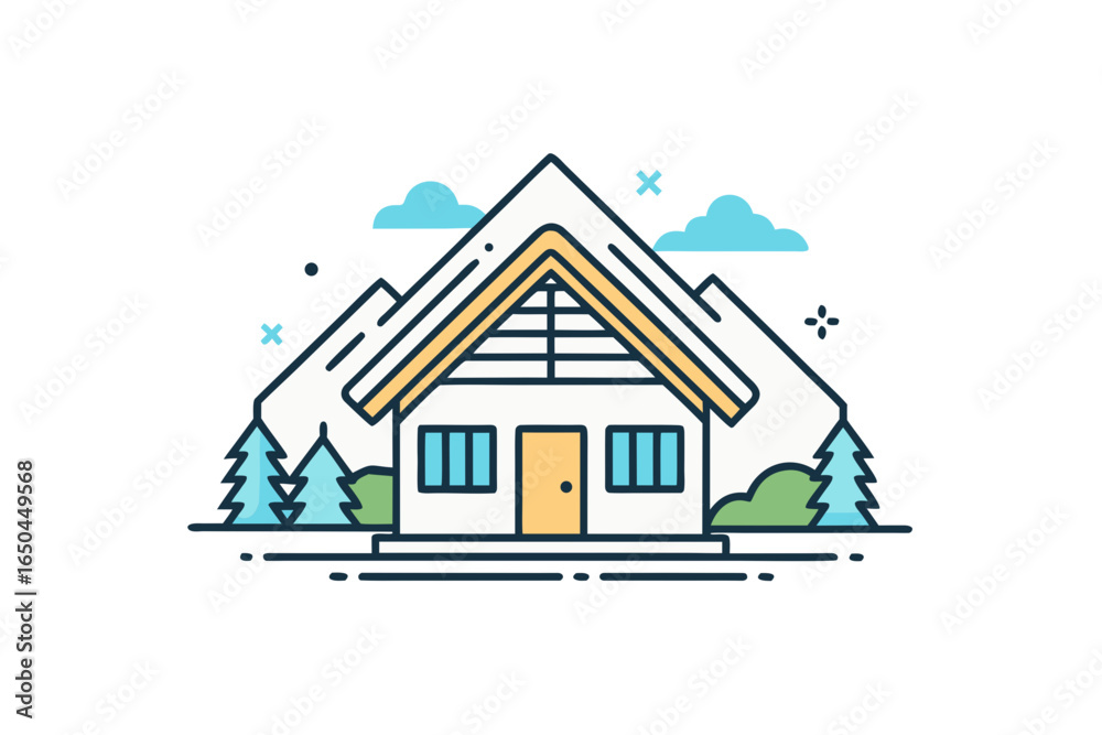 Fototapeta premium modern snowproof chalet equipped with solar energy system