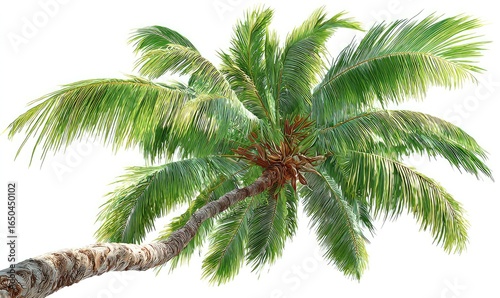 Tropical palm tree, vibrant green leaves