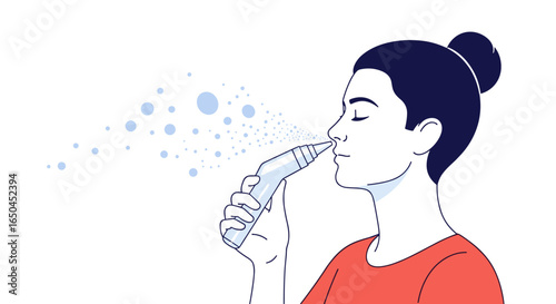 Using a portable nasal irrigator to cleanse sinuses and improve breathing with a fine mist