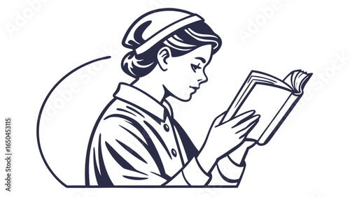 Woman reading book vector illustration for education and literature themed designs and creative projects