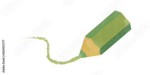 Gentle lines drawn with colored pencils Icon (green pencil)