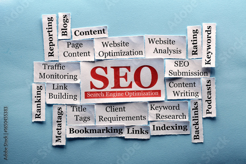 SEO, search engine optimization word cloud Organic Growth Concept