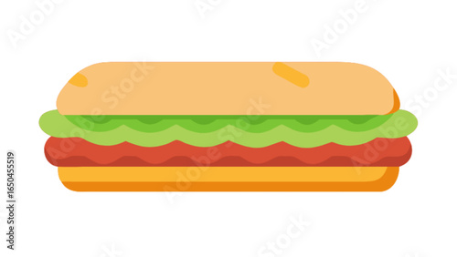 Delicious sandwich with fresh lettuce and tomato vector illustration for food lovers and lunch time craving