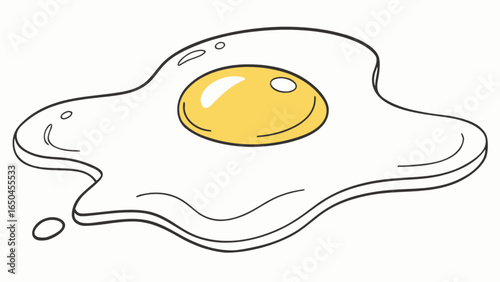 Fried egg breakfast food yolk protein delicious healthy morning meal cooking recipe illustration vector