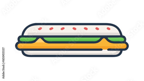 Delicious sandwich illustration with cheese and lettuce for restaurant menu design and food blog post ideas