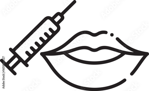 Cosmetic injection of lips with a syringe for beauty enhancement