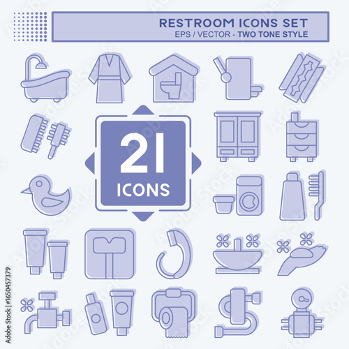Icon Set Restroom. related to Holiday symbol. two tone style. design editable