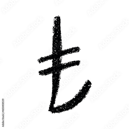 Hand drawn turkish lira currency symbol. Brush stroke doodle. Single element for design
