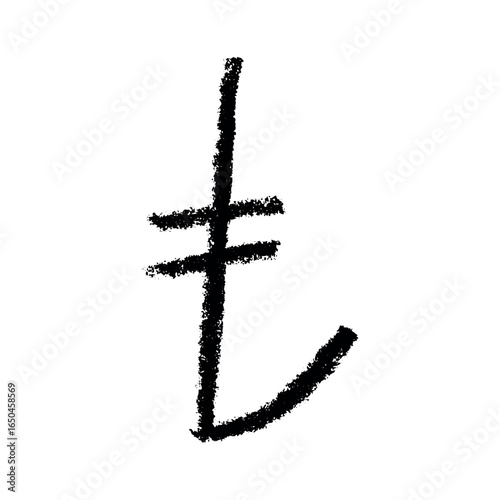 Hand drawn turkish lira currency symbol. Brush stroke doodle. Single element for design