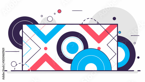 Abstract design featuring geometric shapes and lines in a modern and minimalist style layout