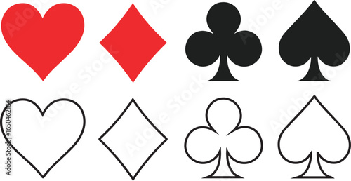 Playing Card Suits – Hearts, Diamonds, Clubs, Spades Symbols  Transparent PNG & Vector Illustration