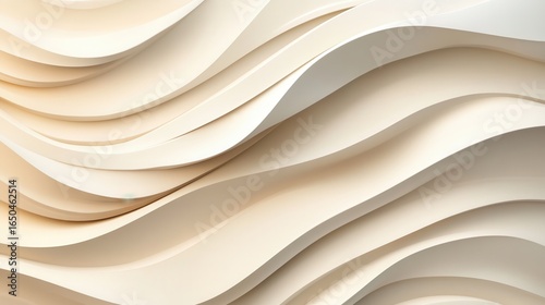 Abstract, smooth, flowing, beige, layered curves