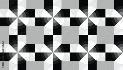 Monochrome geometric pattern with rotating fan-like shapes