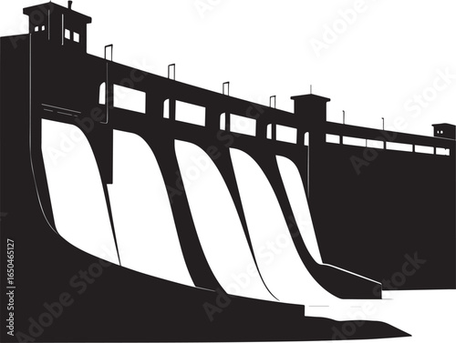 Dam Wall Silhouette Vector | Black Hydro Graphic