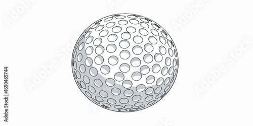High-quality vector illustration of a golf ball with detailed dimples