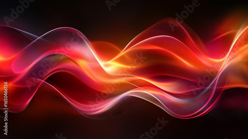 Abstract waves of vibrant red and orange glowing energy