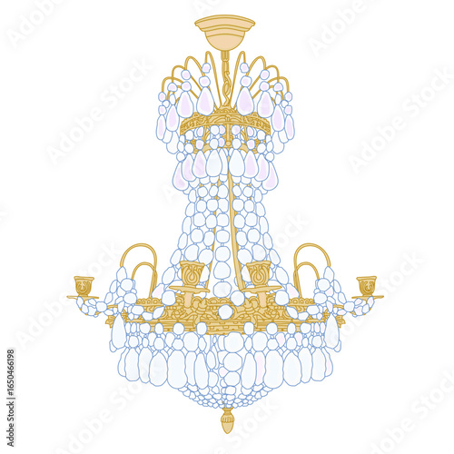 Crystal chandelier - hand drawn vector illustration.