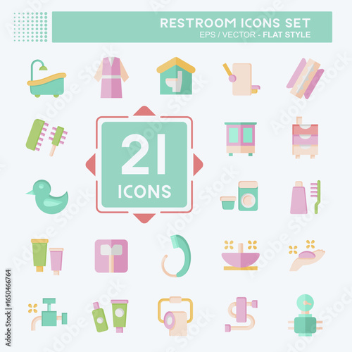 Icon Set Restroom. related to Holiday symbol. flat style. design editable