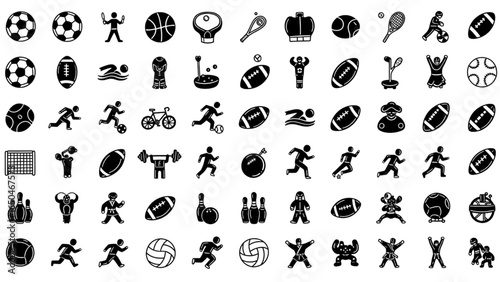 Sports Doodle Icon Set Hand Drawn Athletic Activity Sketch Illustration
