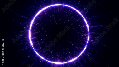 Circular light effect with radiating particles