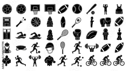 Sports Doodle Icon Set Hand Drawn Athletic Activity Sketch Illustration
