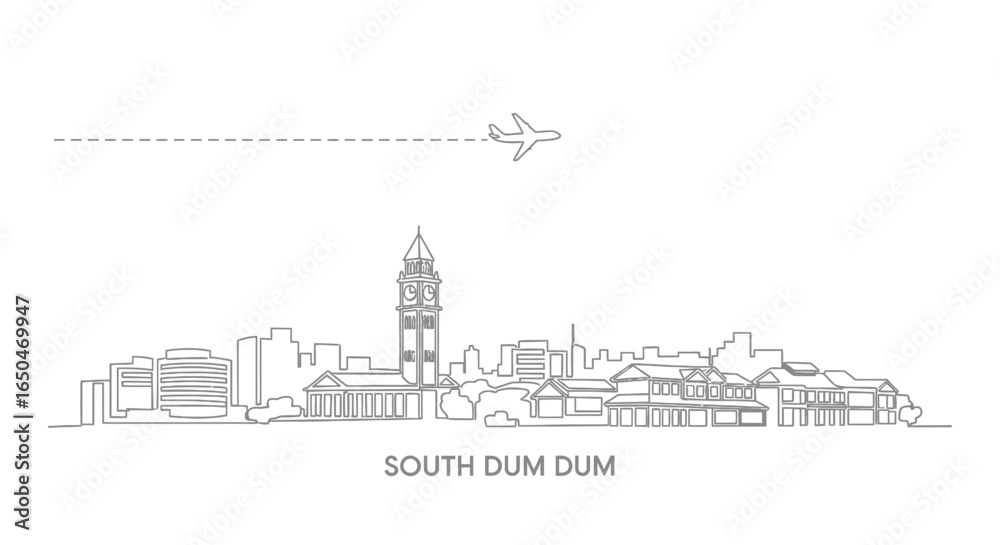 Obraz premium South Dum Dum Skyline with Airplane, and Minimalist.