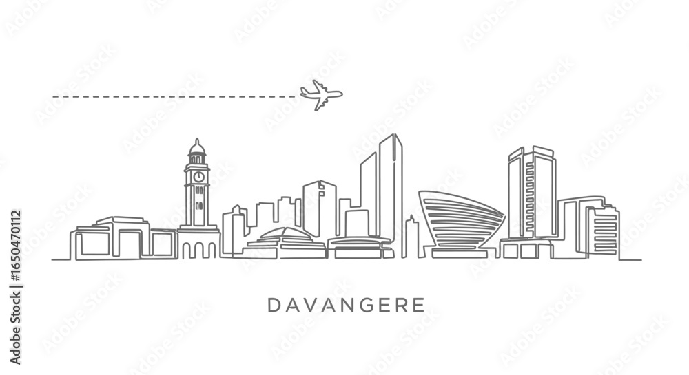 Fototapeta premium Davangere with India Minimalist city skyline.