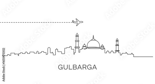 Gulbarga skyline Minimal travel concept.