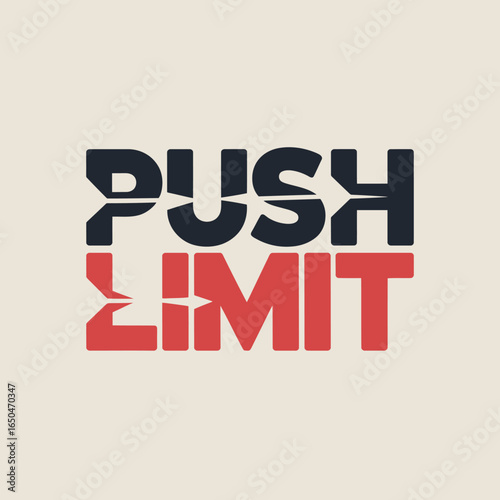 Bold graphic design featuring the words push and limit stacked vertically with the bottom word reflected conveying a message of exceeding boundaries and personal growth