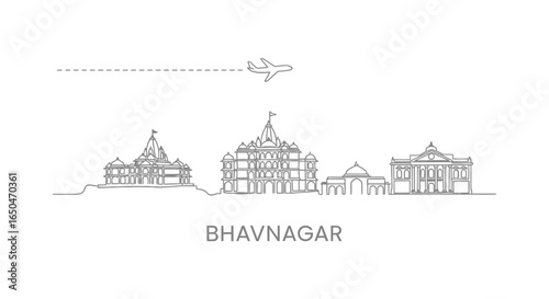 Bhavnagar Skyline with India Airplane Travel.