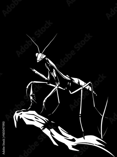 prying mantis black color vector
