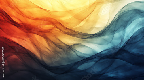 Abstract blend of flowing, warm and cool colors
