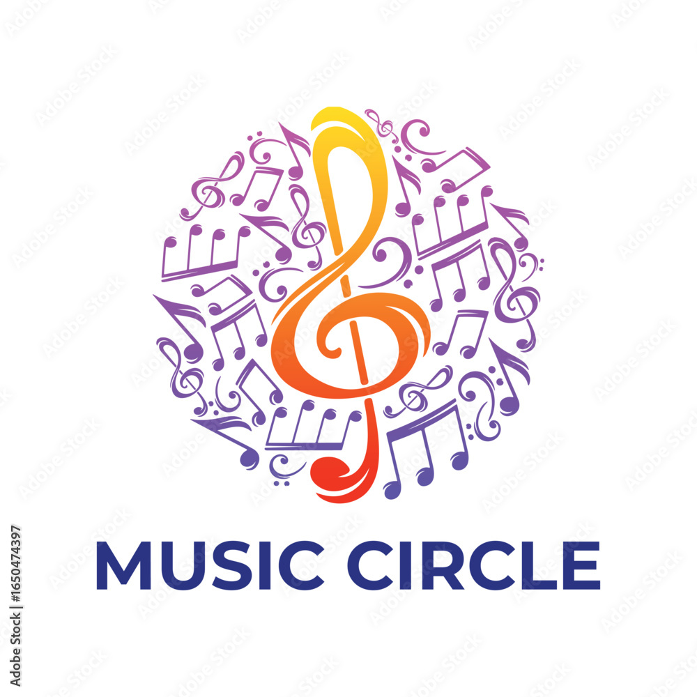 Fototapeta premium Music Circle, Music, logo, Musical notes, circle, Abstract, Creative sound.