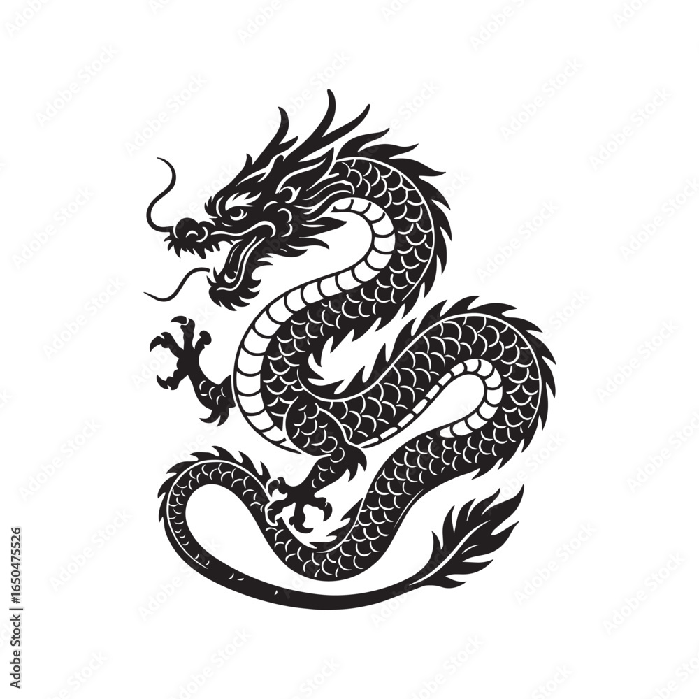 Fototapeta premium black dragon vector illustration