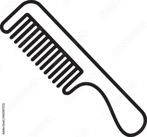 Simple line drawing of a hair comb with a handle