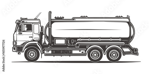 Fuel Tanker Truck Illustration Side View