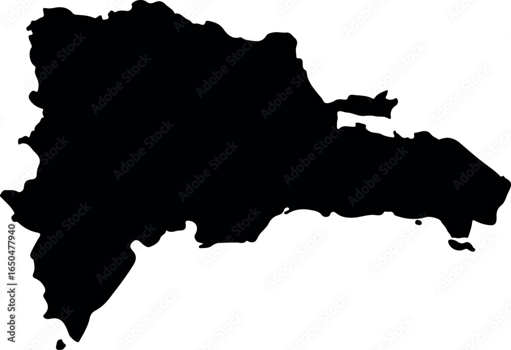 Obraz premium Dominican Republic map icon in simple flat design, black silhouette shape, isolated on white background