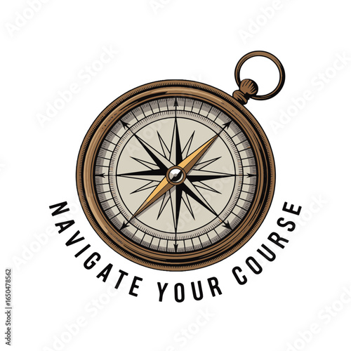 Vintage compass showcasing intricate design with cardinal directions marked clearly and a worn texture, perfect for collectors and navigators