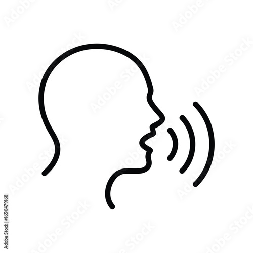 Speaking Head Icon Vector Silhouette Illustration Communication and Sound Waves