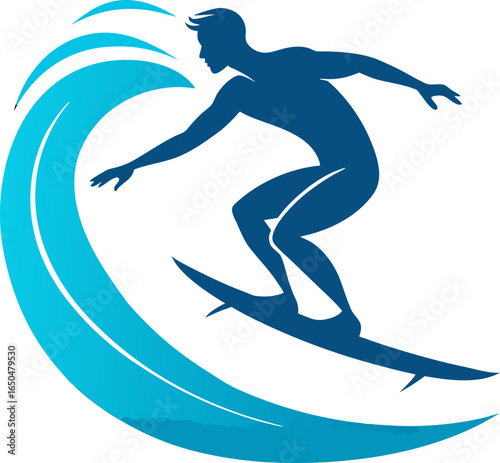 Surfer Riding Wave