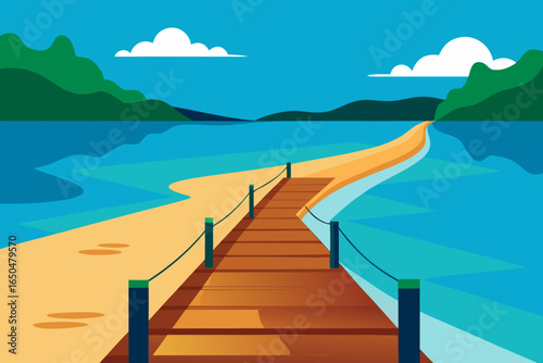 Wooden Pier on Lake Illustration