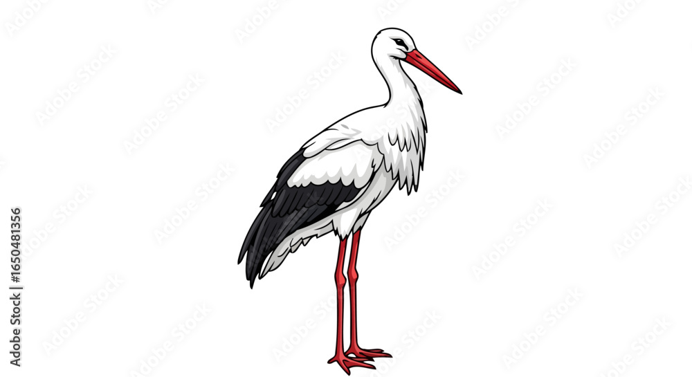 Fototapeta premium elegant white stork illustration transparent background for design projects