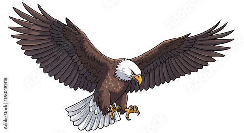 majestic bald eagle in flight transparent background vector illustration