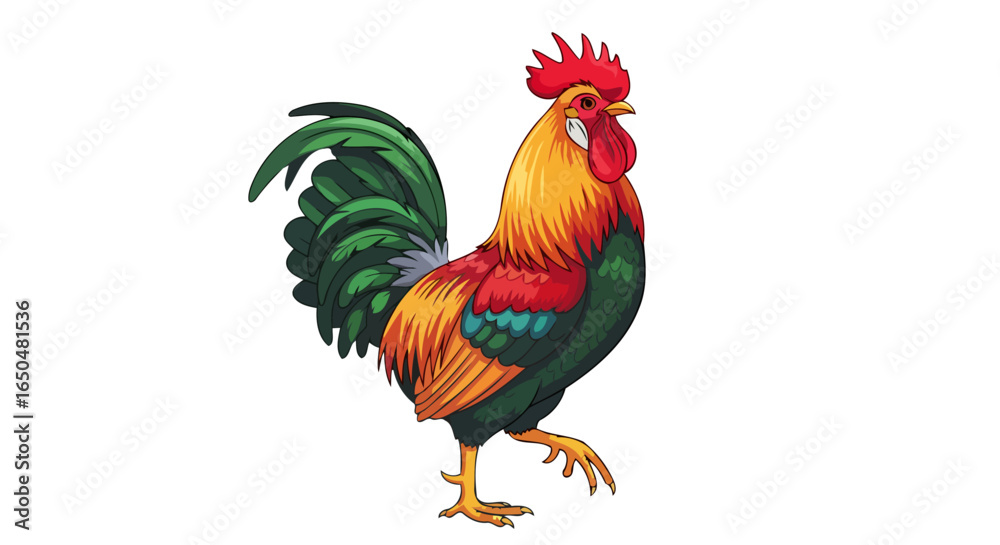 Fototapeta premium vibrant rooster illustration transparent background for design projects
