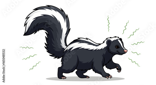 transparent background vector illustration of a skunk spraying